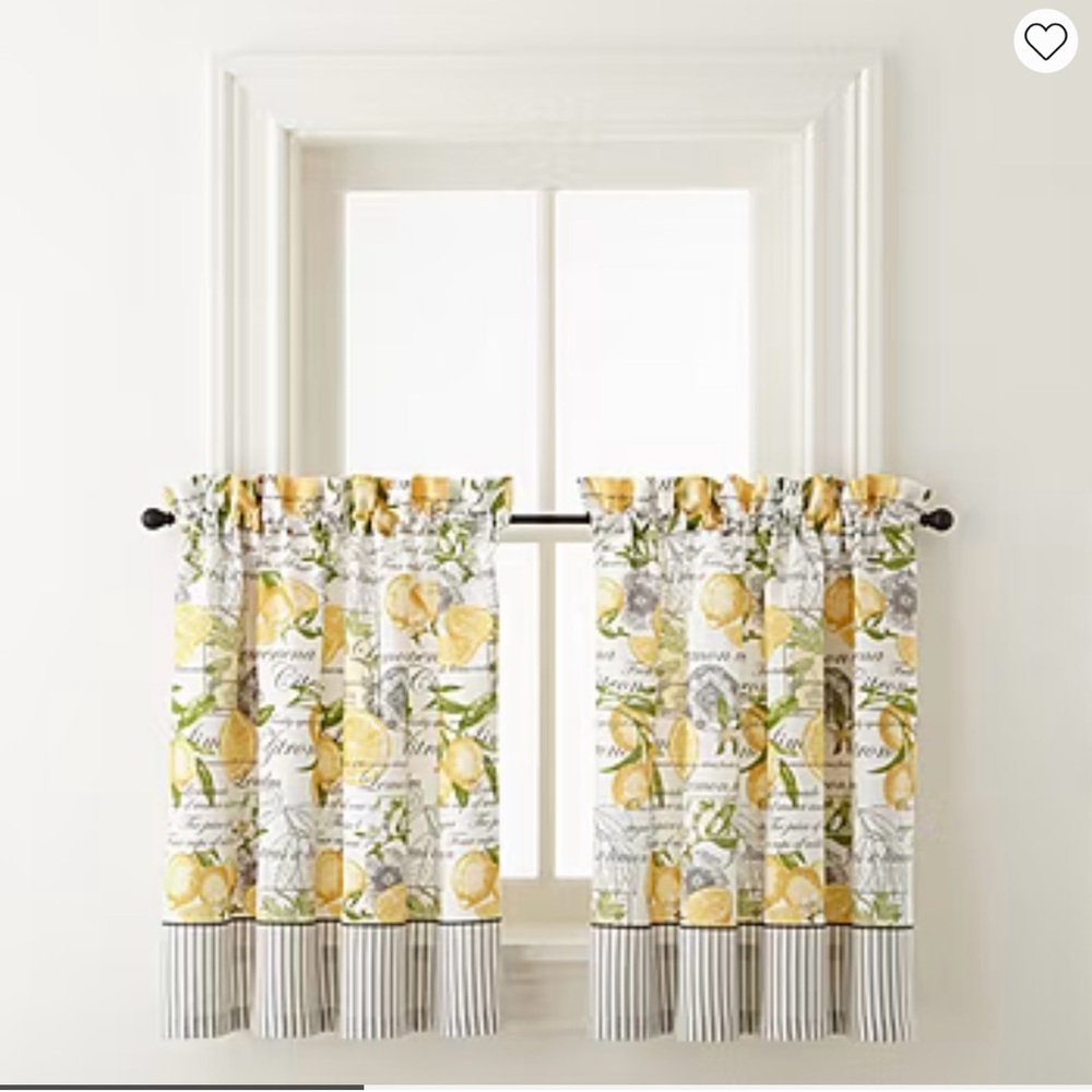 NWT Home Expressions Lemon Zest Tier Curtain Pair 30in x 24in